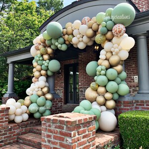 Safari Balloon Garland DIY Jungle Safari Balloon Garland Arch Kit Sage Eucalyptus Green White Sand 1st Birthday Party Safari Baby Shower image 2