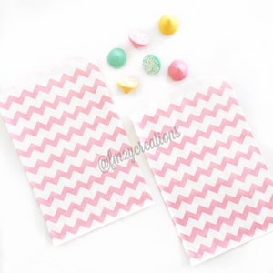 Light Pink PARTY Favor Bags Chevron Gift Bags Treat Bags Pink Party Favor Bag Wedding Favor Bags Candy Bags Pink Party Supplies image 1