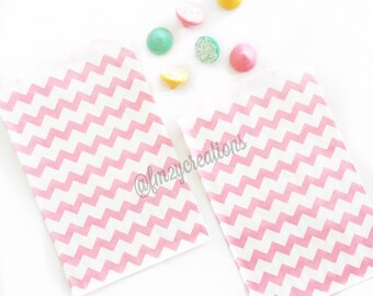 Light Pink PARTY Favor Bags | Chevron Gift Bags | Treat Bags | Pink Party Favor Bag | Wedding Favor Bags | Candy Bags | Pink Party Supplies