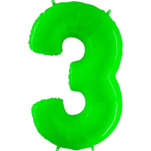 May include: A large, bright green, foil number three balloon.