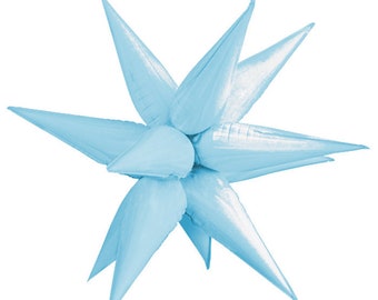 LIGHT BLUE Starburst Balloon | Light Blue Star Balloon | Starburst Balloon | Star Balloon | 3D Star Blue Balloons | Blue Baby Shower Balloon