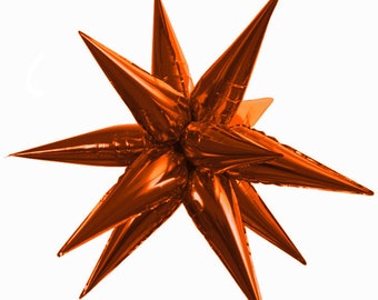 ORANGE Starburst Balloon | Orange Star Balloon | Starburst Balloon | Star Balloon | 3D Star Balloons | Orange Balloon Garland Decor Birthday