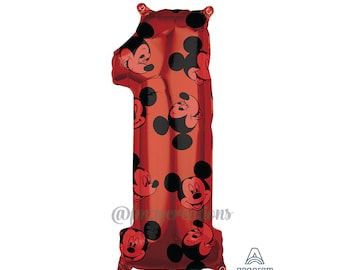 Micky Mouse Birthday Balloons | NUMBER Balloons | Giant Balloons | 26" Balloons | Jumbo Balloons | Birthday Balloon | Mickey Foil Balloons
