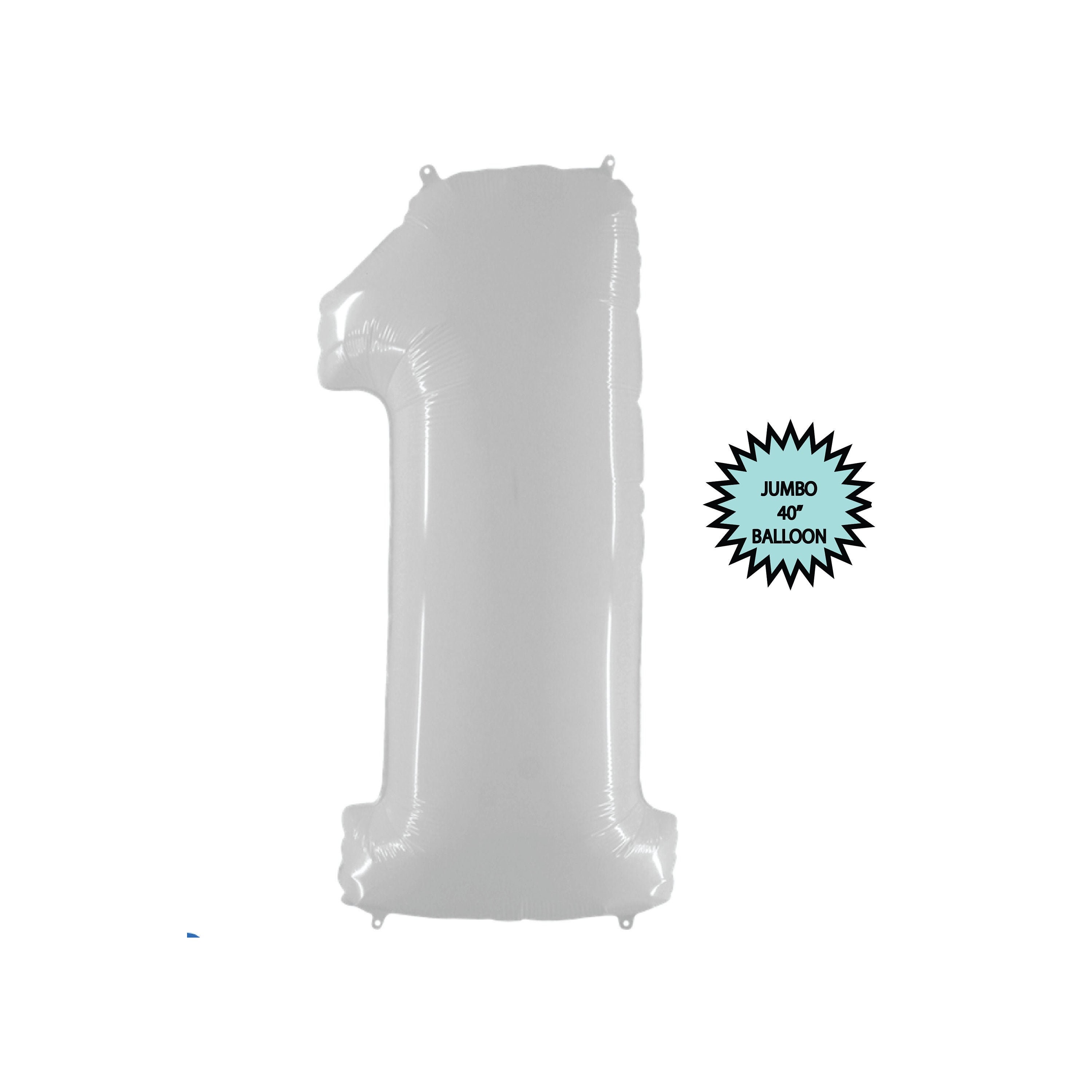 White NUMBER Balloon White Foil Number 1 Balloons White | Etsy