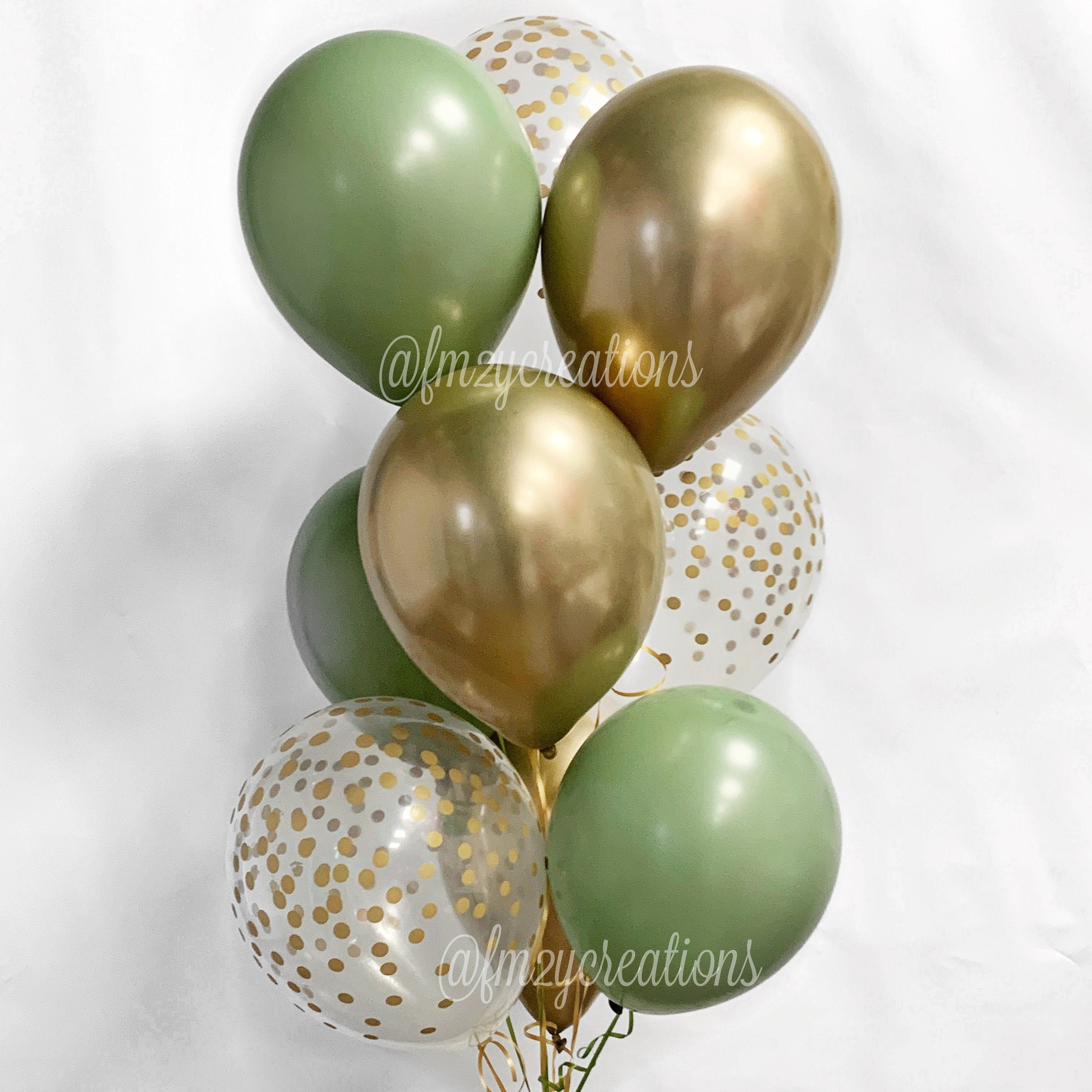 Palloncini verdi e oro / Baby shower verde salvia / Compleanno verde e oro  cromato / Palloncini di eucalipto / Doccia nuziale salvia scura /  Matrimonio -  Italia