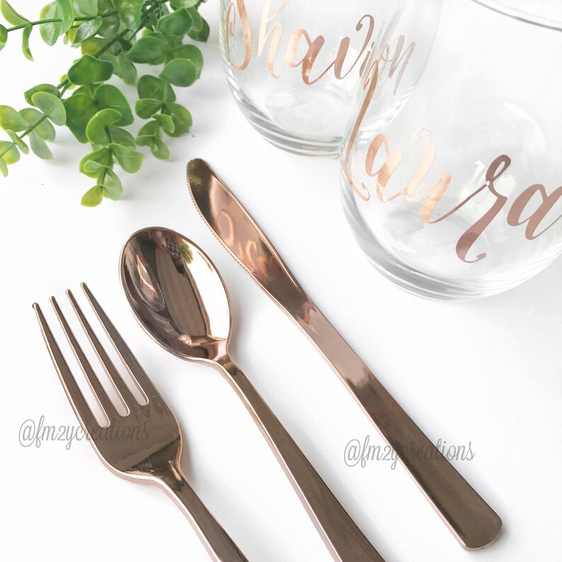 BULK Rose Gold Cutlery Plastic Cutlery Rose Gold Wedding Etsy