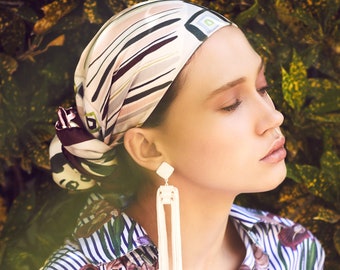 Back in stock: Printed silk scarf, Classic square scarf made from Silk Twill, Stylish head wrap, Modest fashion, Made in Italy