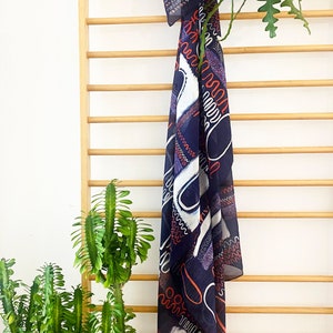 Oversized printed Pareo, designer cotton and silk cover-up scarf, Gift idea for her. image 3