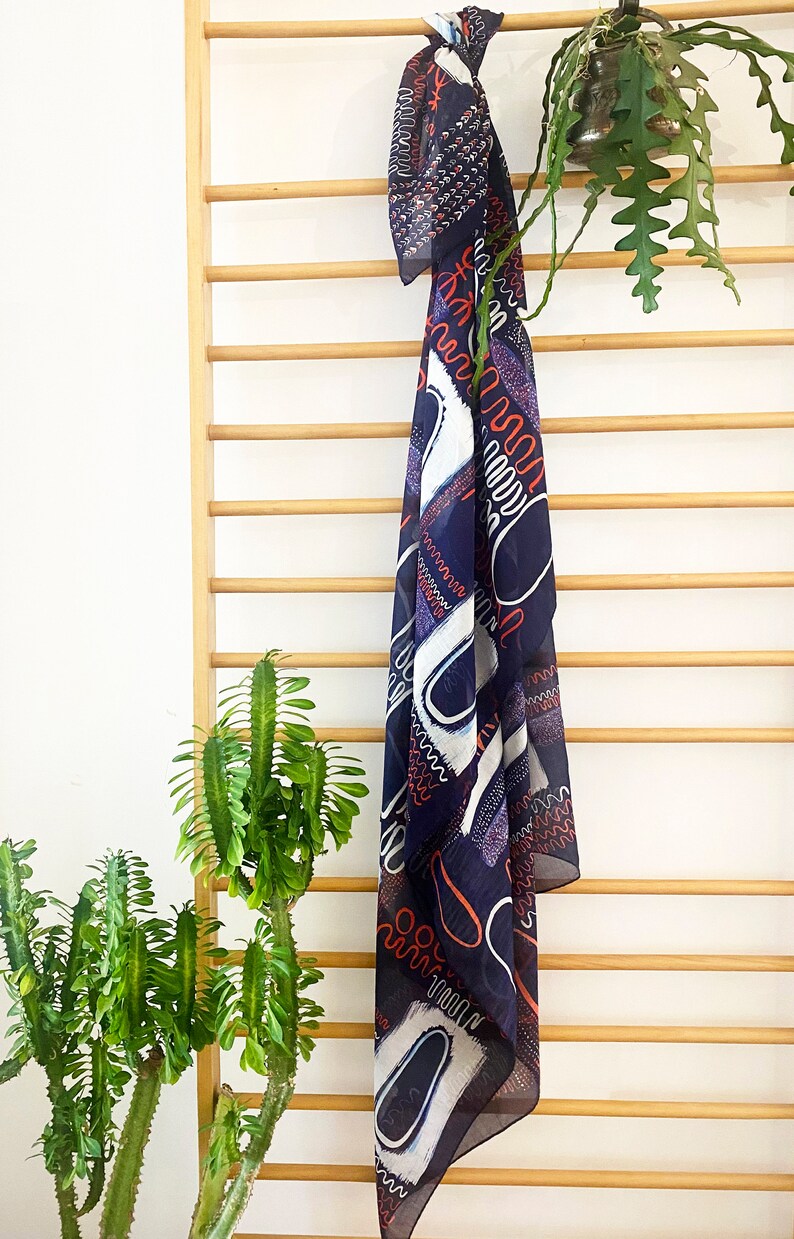 Oversized printed Pareo, designer cotton and silk cover-up scarf, Gift idea for her. image 3