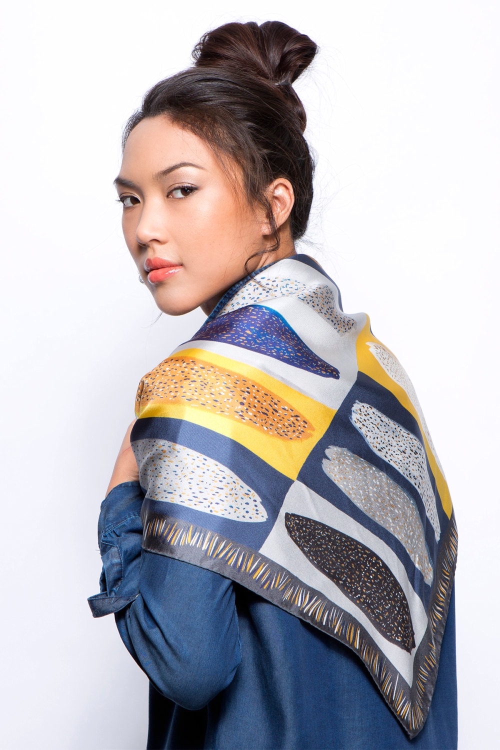 Silk Twill Printed Square Scarf Luxurious Classic Scarf Made Etsy