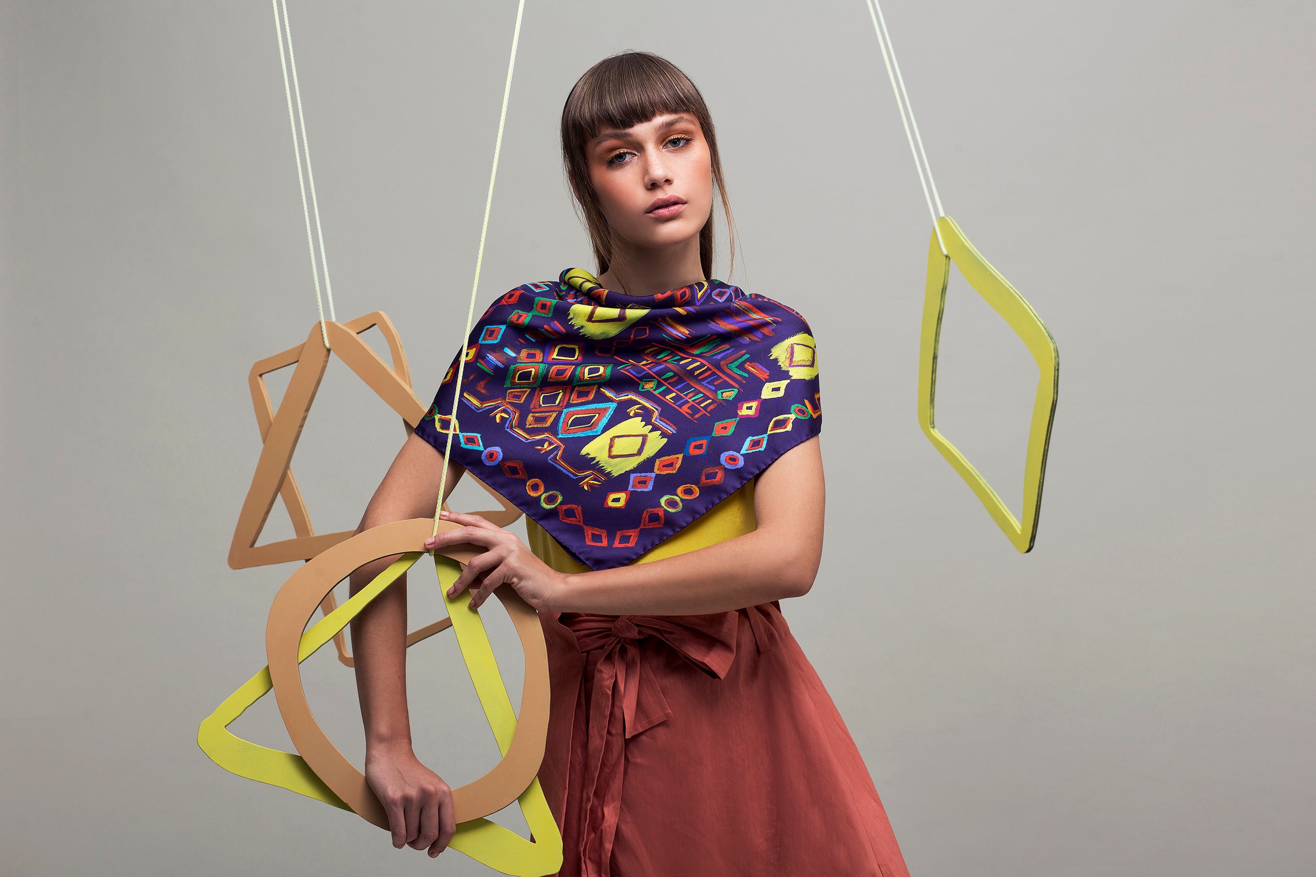 PRINTED SILK TWILL SQUARE SCARF A TILED WONDERLAND main image 1