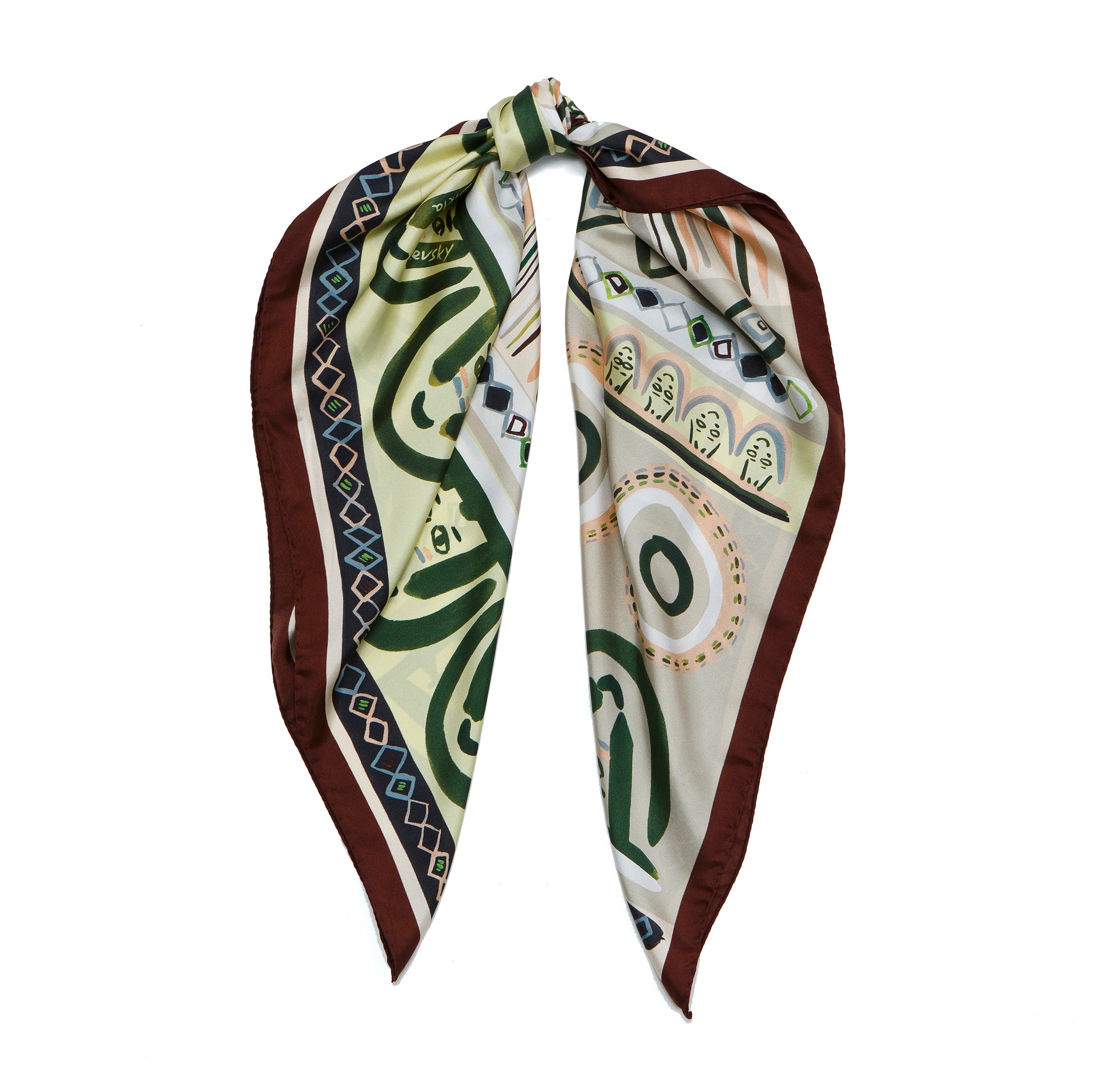 Olive Grey and Soft Pink Silk Scarf Printed Square Foulard - Etsy