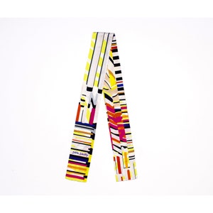 Silk Twill Mini Scarf, Printed Reversible Multicolored Skinny Scarf, Headband, Bag Scarf, Italian Silk Scarf, Gift for Women