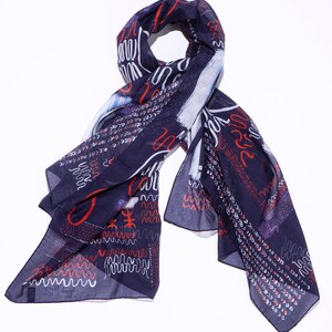 Oversized printed Pareo, designer cotton and silk cover-up scarf, Gift idea for her. image 2
