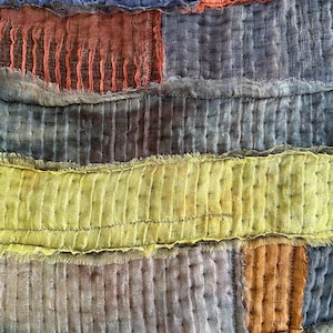 Handmade patchwork One of a Kind shawl, Boho multicolored hand painted wool and silk blanket scarf, Raw edges, Artistic designer scarf