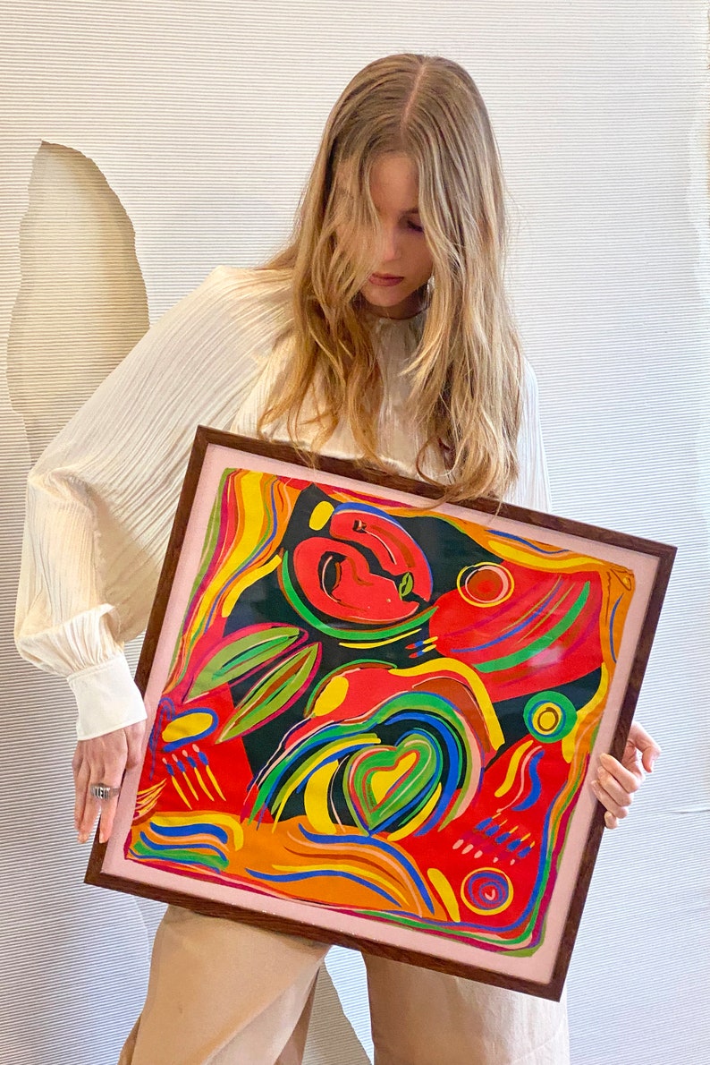 Framed silk scarf, designer scarf by Dikla Levsky