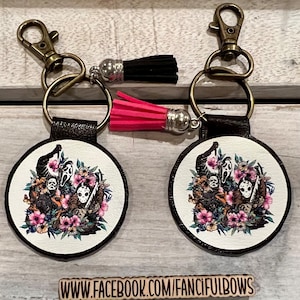 Floral Scary Horror Movie Character Keychain Purse Charm