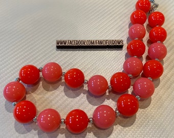 Coral and Pink Themed Bubblegum Necklace