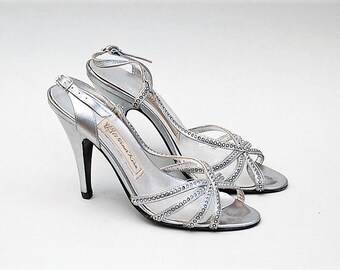 WERNER KERN 80er Vintage Sandaletten mit Swarovski Strass