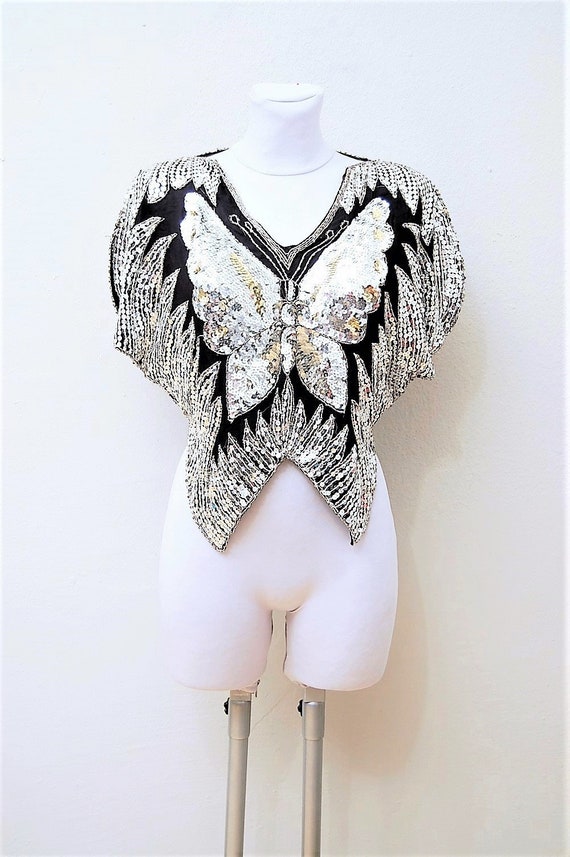 80s Vintage Sequin Top
