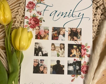 Floral Family Mum impresión de collage de fotos personalizada - perfecto para el Día de la Madre - Impresión del Día de la Madre, cartel del Día de la Madre, Arte del Día de la Madre