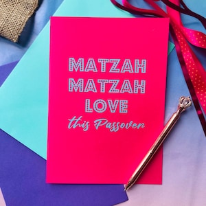 Matzah matzah love, divertida tarjeta de Pascua, tarjeta de Pesaj judía, chag sameach, tarjeta de felicitación judía, festividades judías