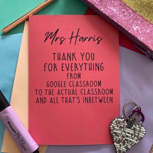 Merci carte professeur ! Carte de remerciement personnalisée au professeur. Apprentissage à distance, professeur virtuel. Merci TA, merci Maître