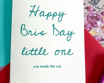 Happy Bris Day Little One! Funny jewish baby boy card.