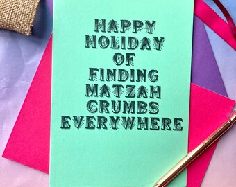 Matzah crumbs!, funny Passover card, Jewish Pesach card, chag sameach, Jewish greeting card, Jewish holidays