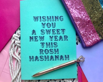 Rosh Hashanah card, Jewish new year card, Jewish greeting card, Chag sameach, Shana tova, Wishing you a sweet new year, Rosh hashana card