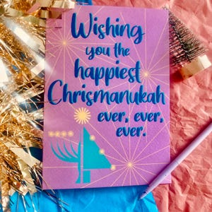 Vœux de Chrismanukah ! Carte de Hanoucca, carte de Noël d'un ami juif !, carte de Hanoucca, carte de fête juive, amis, 'Hanoucca drôle