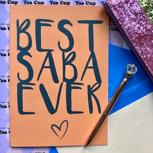 Beste Saba ooit, personaliseer met opa, opa, gramps, zayde, pops, papa, dada etc, joodse vaderdagkaart, joodse verjaardagskaart,