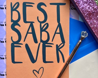 Best Saba ever, personalise with grandad, grandpa, gramps, zayde, pops, dad, dada etc, jewish fathers Day card, Jewish birthday card,