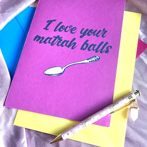 J'aime vos boules de matsa, carte juive drôle de Saint-Valentin, carte d'anniversaire juive, carte d'anniversaire