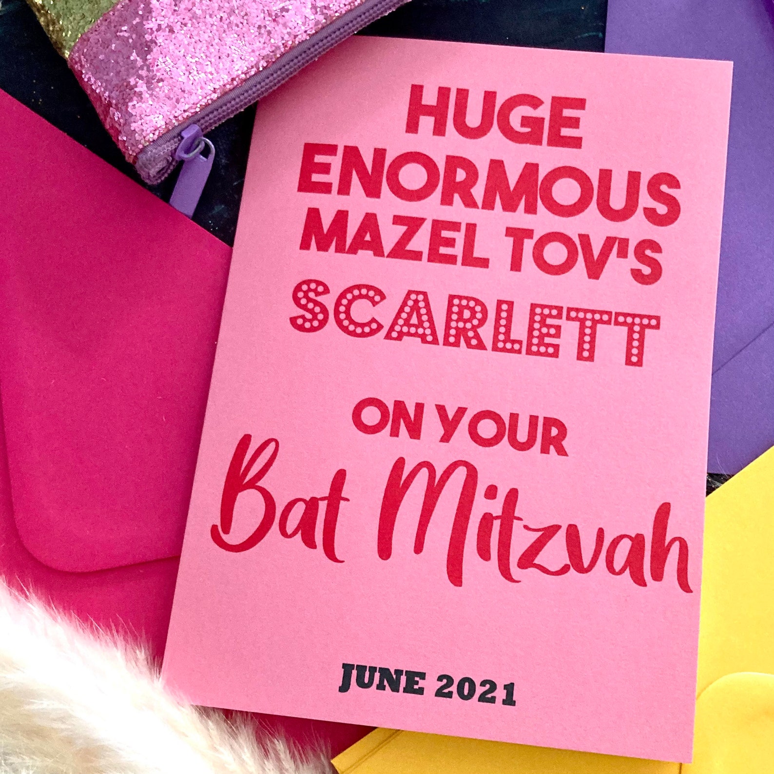 Mazel Tov on Your Bat Mitzvah Personalised Jewish Card Etsy