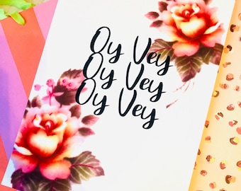 Oy Vey, Joodse kunstprint, Joods huis, Joods decor, Chanoekacadeau, Judaïca, grappige Joodse print
