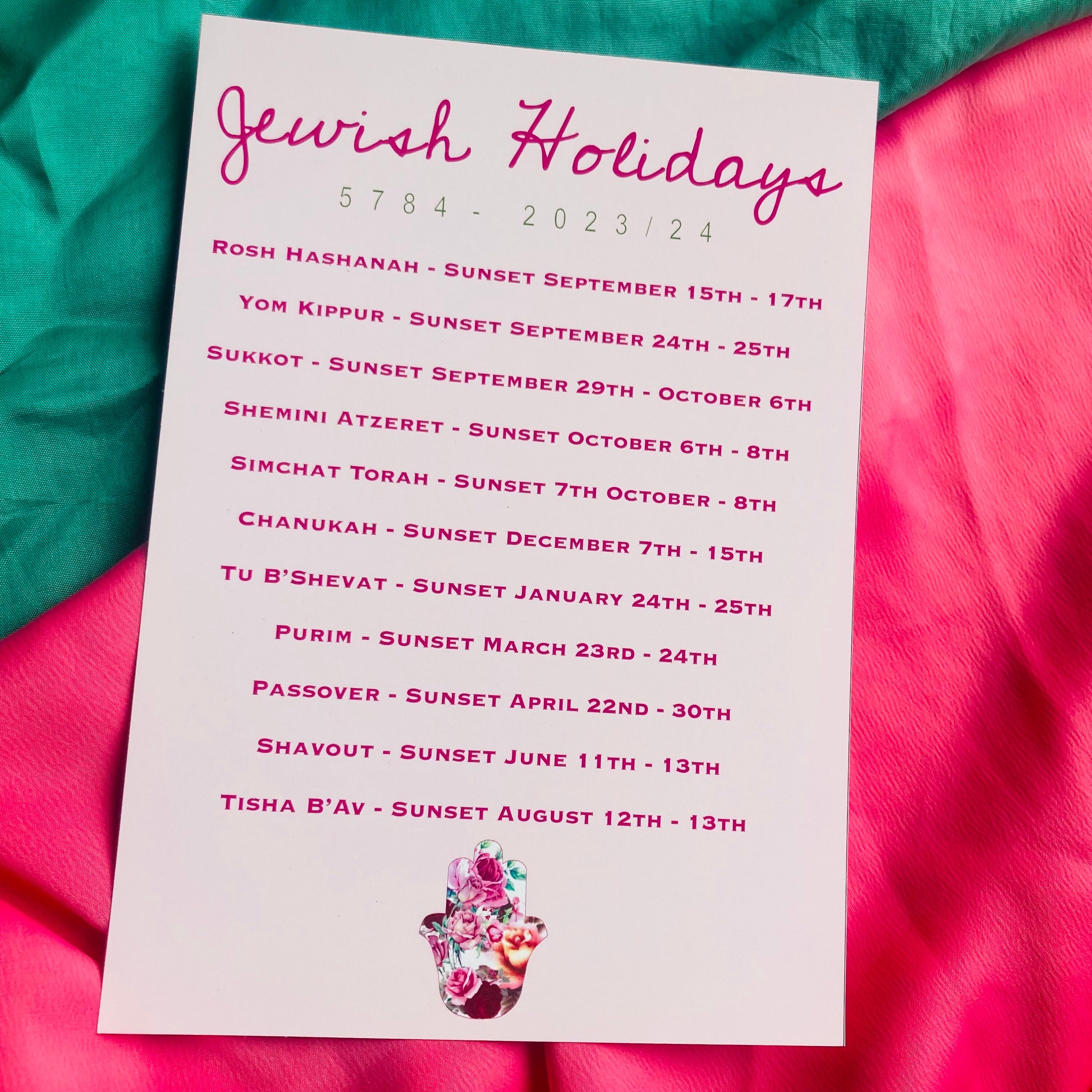 Jewish Calendar 2023/2024 5784, Jewish Holidays, Jewish Home Decor, Jewish  Art, Jewish Dates, Rosh Hashanah Gift, Hansa - Etsy