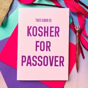 Ta karta jest koszerna na Paschę, zabawna karta na Paschę, żydowska karta na Pesach, chag sameach, żydowska karta z pozdrowieniami, żydowskie święta