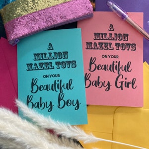 Mazel Tov zur Geburt Ihres schönen Babys Jüdische Karten, Mazel Tov Babykarte, Jüdische Babykarte, Sohn oder Tochter neues Baby