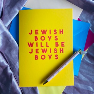 Jewish boys will be Jewish boys funny Valentine’s Day card, Jewish anniversary card, Jewish Birthday card,