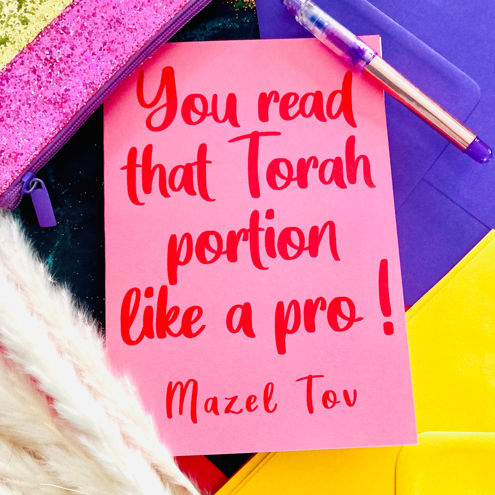 Bar mitzvah or Bat Mitzvah Jewish card, bat mitzvah girl card, you read that Torah portion like a pro. Mazel Tov! Funny Jewish card.