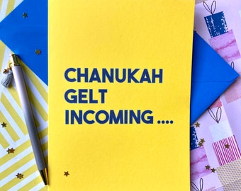 Chanukah gelt incoming… funny Chanukah card, Hanukkah card, Jewish card