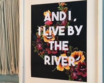 En ik, ik woon bij de River Art Print, Gallery muur, bloemenprint A4, A3 print, The Clash, London Calling