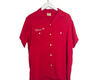 PILGRIM 1940s Rayon Gabardine Loop Collar Shirt Made by Sears 