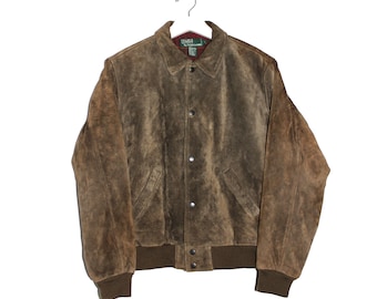 Vintage Polo Ralph Lauren Brown Suede Leather Bomber Jacket