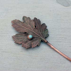 Real Leaf Hair Pin,  Electroformed copper Hair Acessories, Floral Messy bun holder
