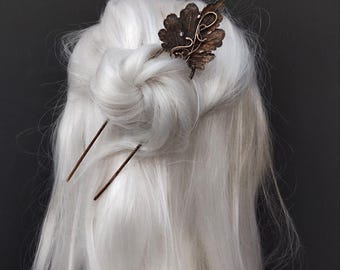 Handgefertigte Kupfer Haargabel - Elektrogeformte Chrysantheme - Blatt Haarschmuck, Elfen Haarkamm, Dutthalter Schmuck Geschenk