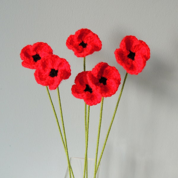 Coquelicot, Coquelicot au crochet, Bouquet de fleurs au crochet, Bouquet de coquelicots