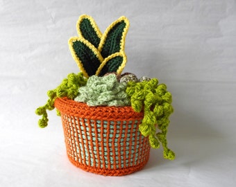Crochet Plants, Crochet Potted Plants, Succulents, Crochet Snake plant