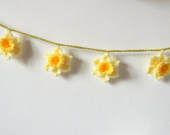 Daffodil Garland, Daffodil Bunting, Flower Garland, Spring Flowers, Crochet Narcissus